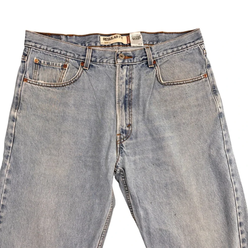 Levis 505 Regular Fit Light Wash Denim Jeans Mens 38x32 Straight Leg 0795